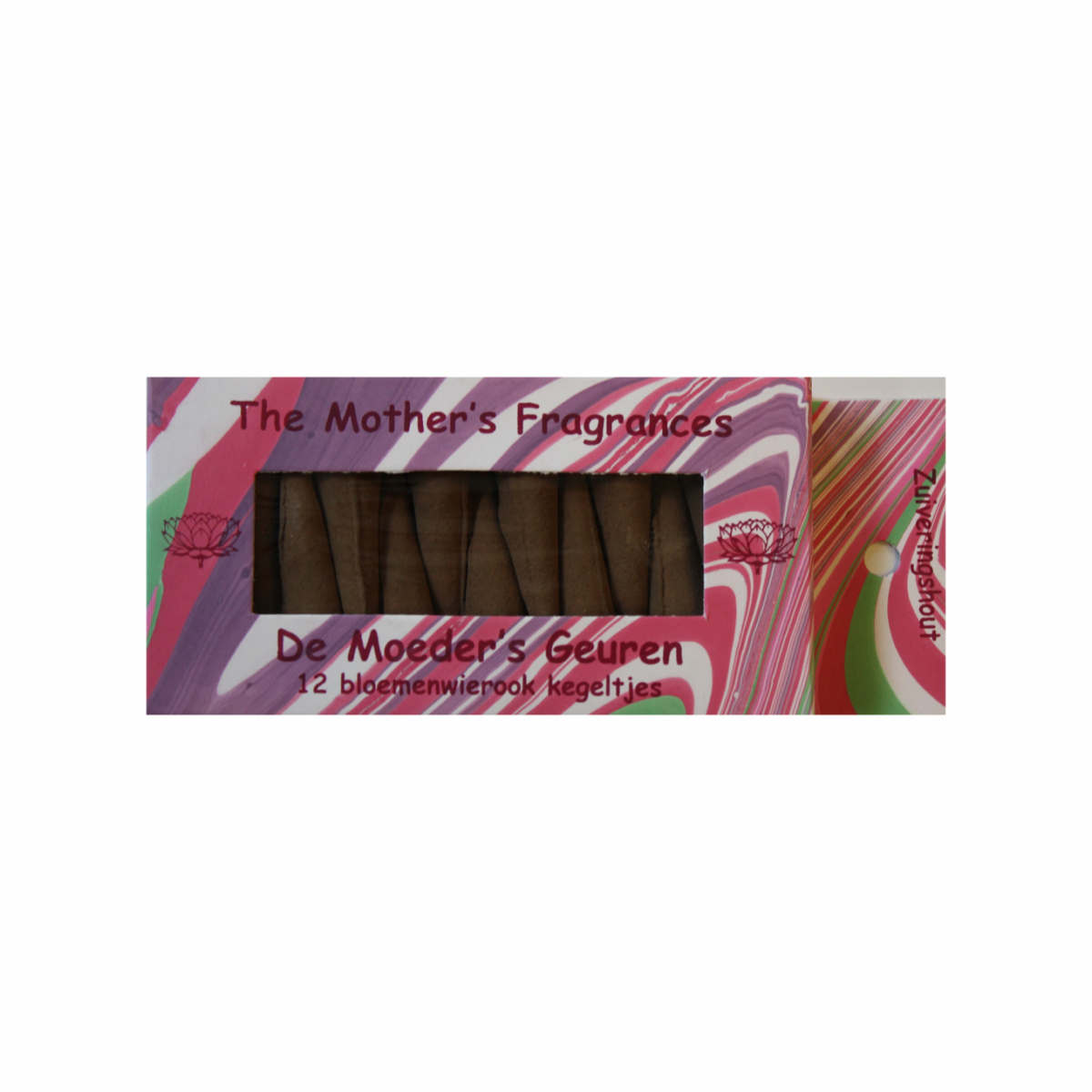 ZuiveringshoutKegels.png Wierook Zuiveringshout | 12 Bloemenwierook Kegeltjes - Afbeelding 1