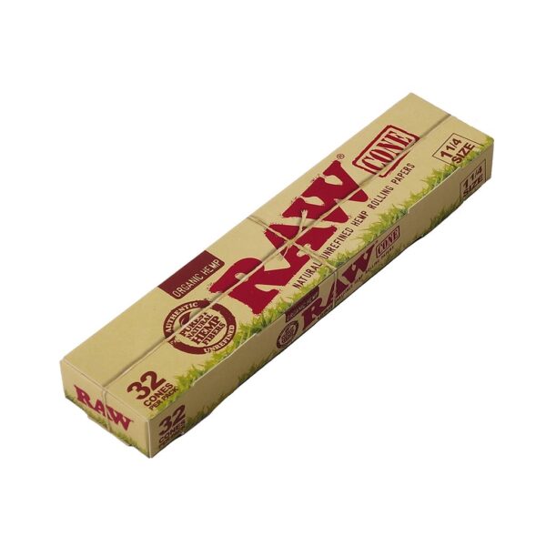 RAW Organic Pre-Rolled Cones 32 pack (1 1/4)