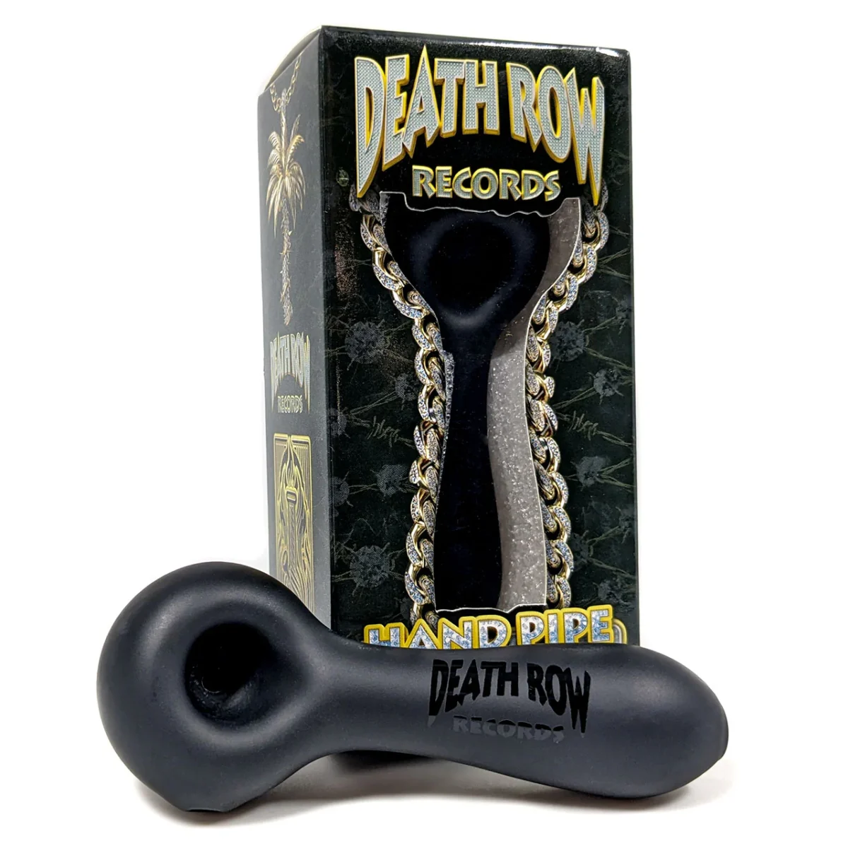 Death Row Records | 4" Sand Blasted Spoon Hand Pipe (Black) - Afbeelding 1