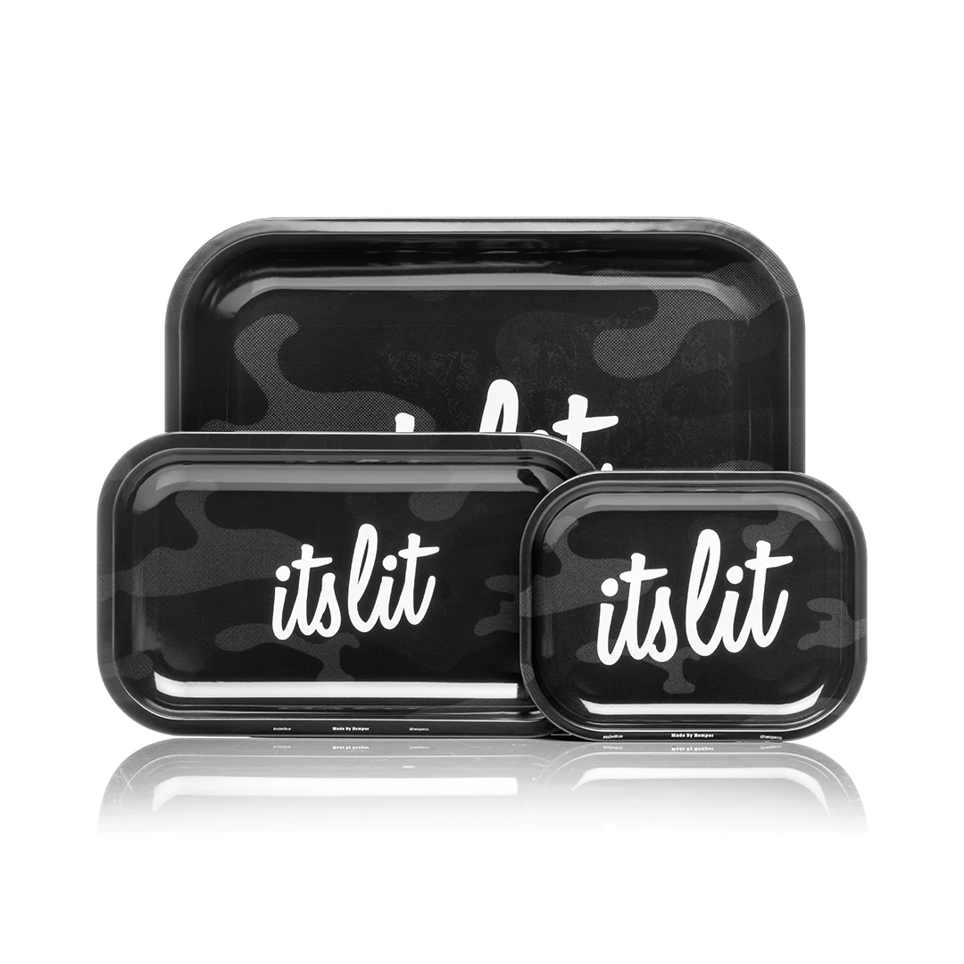 It's Lit Black Camouflage Rolling Tray
