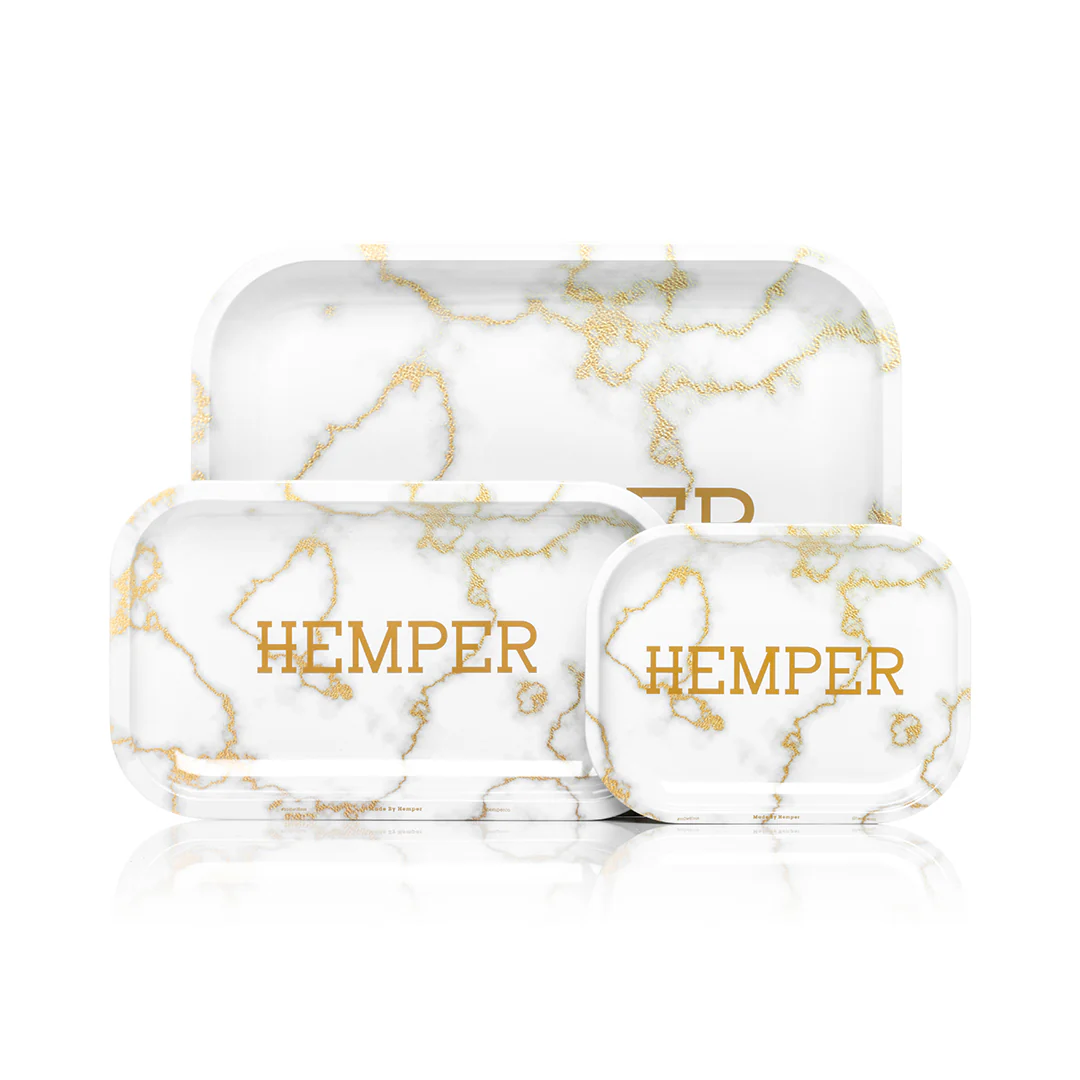 Luxe Marble White/Gold Rolling Tray