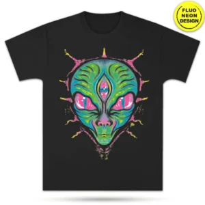 Neon Fluorescent T-Shirt – Alien Head