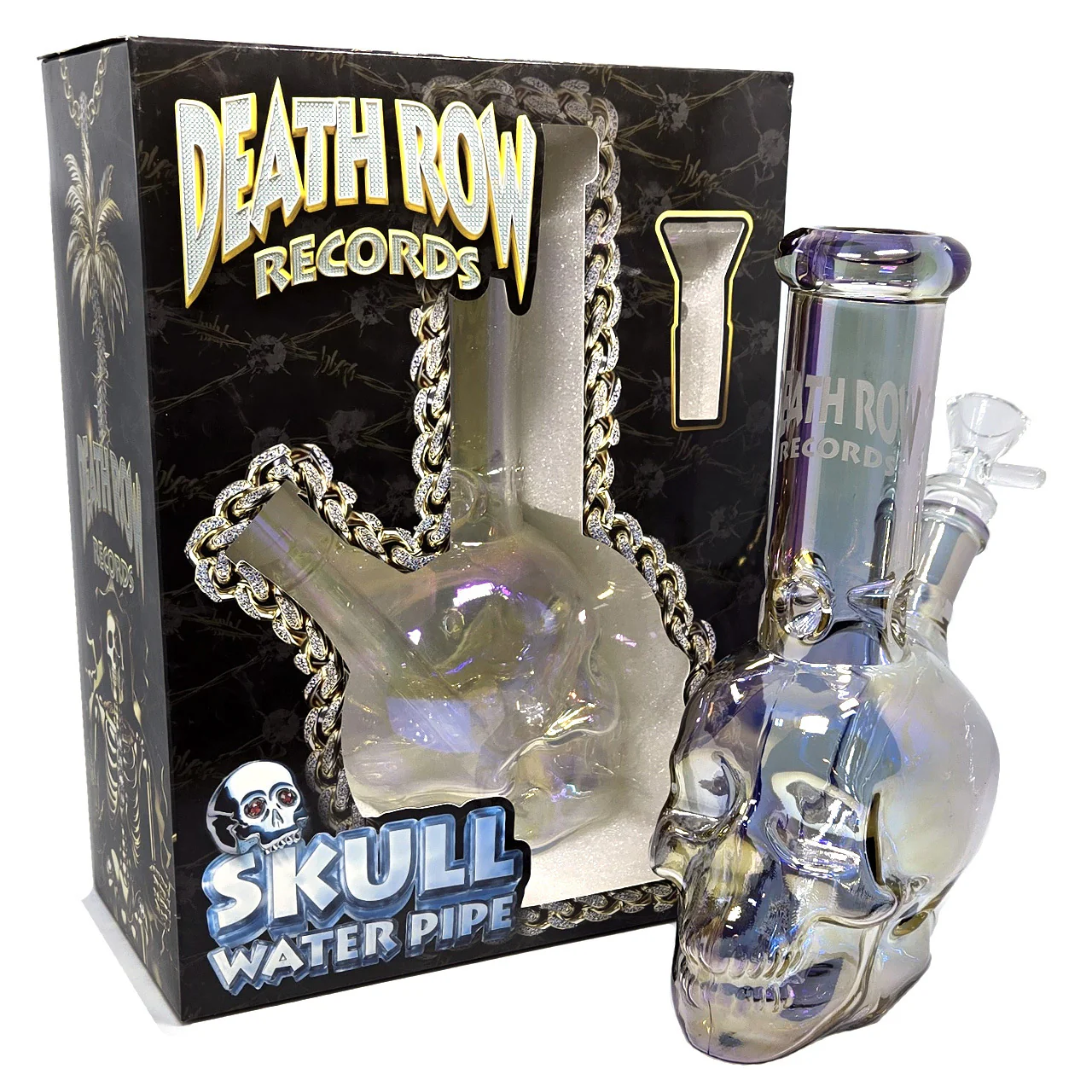 Death Row Records | 8" Assorted Metallic Skull Beaker Water Pipe (with 14M Bowl)