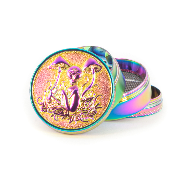 Rainbow Metal Grinder 50mm Ø / 4 parts – Mushroom Alien