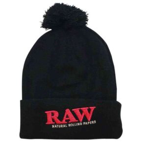RAW x Rolling Papers Pompom Knit Hat - Black