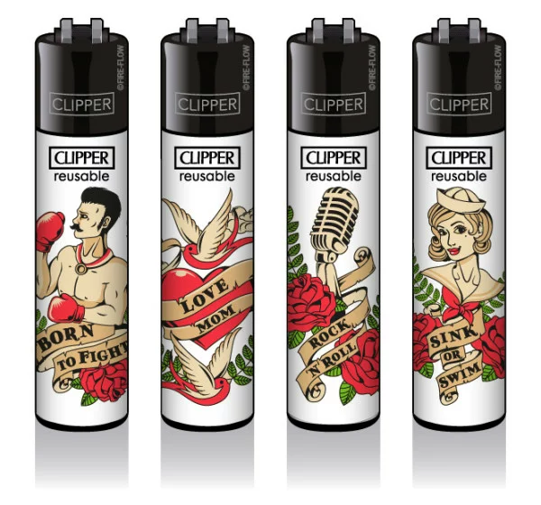 Classic Clipper Aansteker | Tattoo #10 (4 stuks)