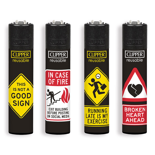 Classic Clipper Aansteker | Funny Signs (4 stuks)