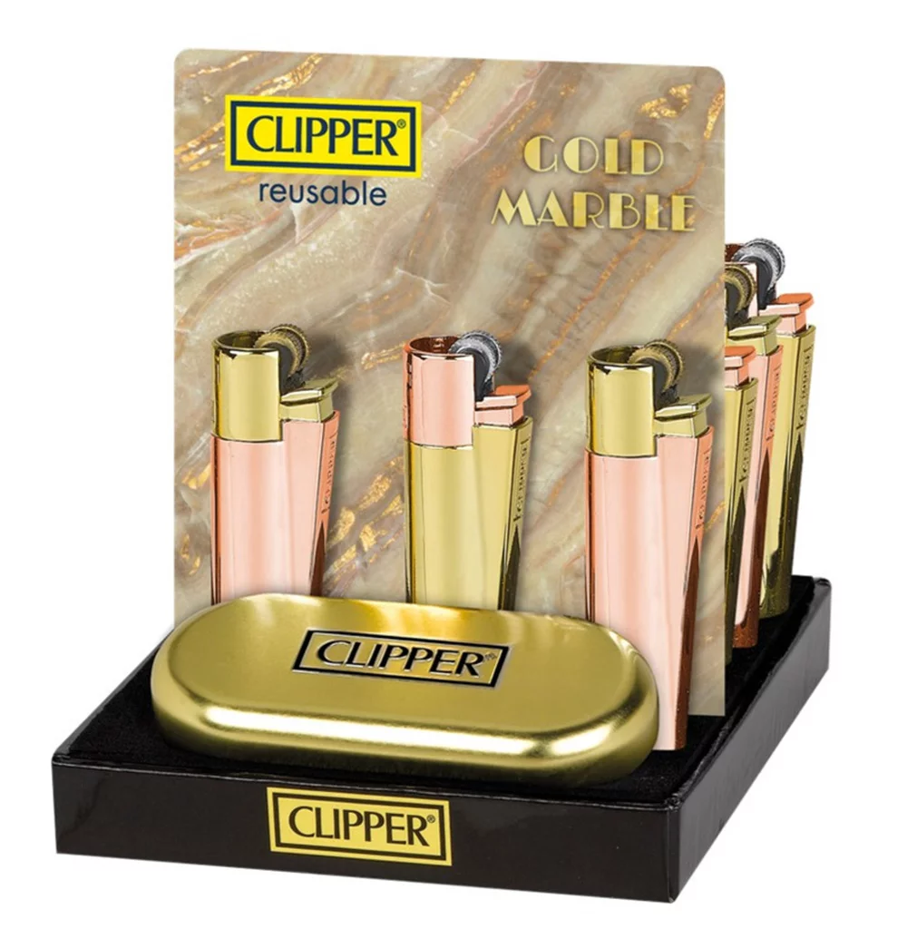 Metalen Clipper Aansteker | Gold Marble