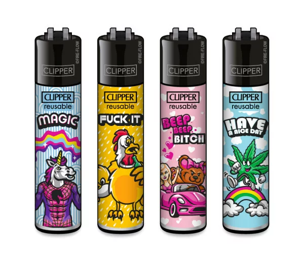 Classic Clipper Aansteker | Mix Slogan #6 (4 stuks)