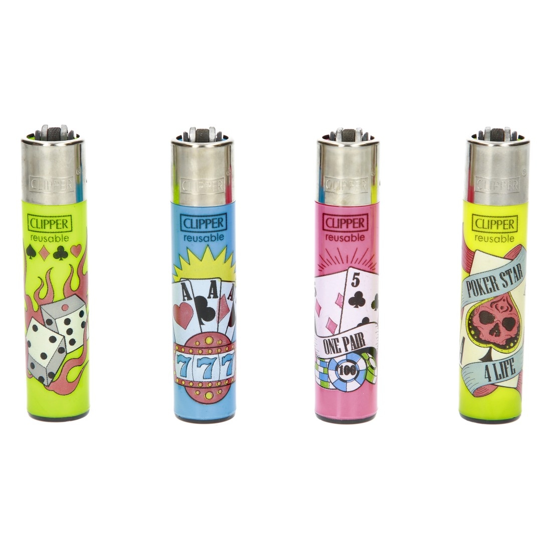 Classic Clipper Aansteker | Poker Games (4 stuks)