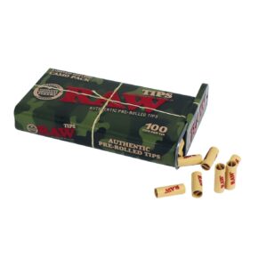 RAW Pre-rolled Tips In Metal Tin CAMO (100pcs)