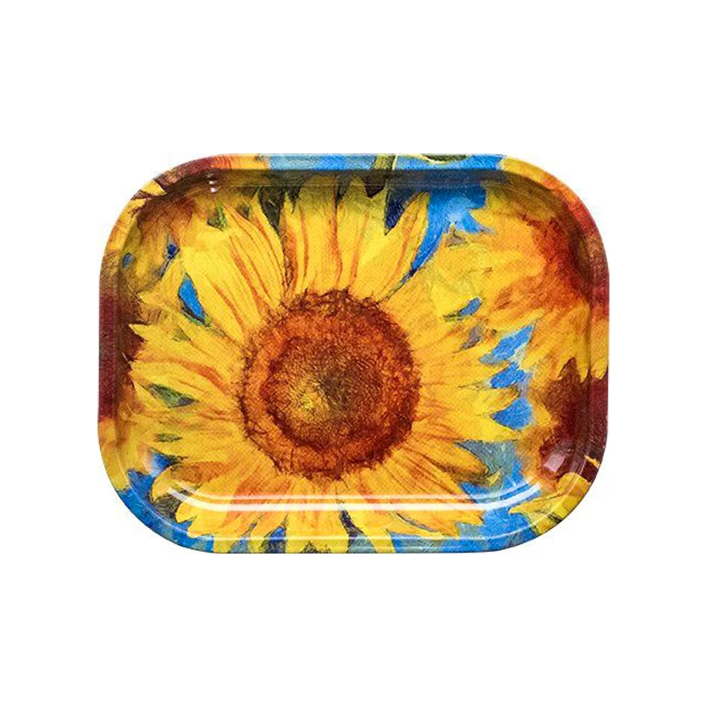 Sun Flowers Metal Rolling Tray, Small (18 L/14 W)