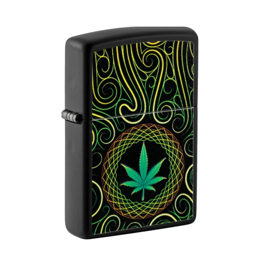 Zippo | Cannabis Design Black Matte (blacklight)