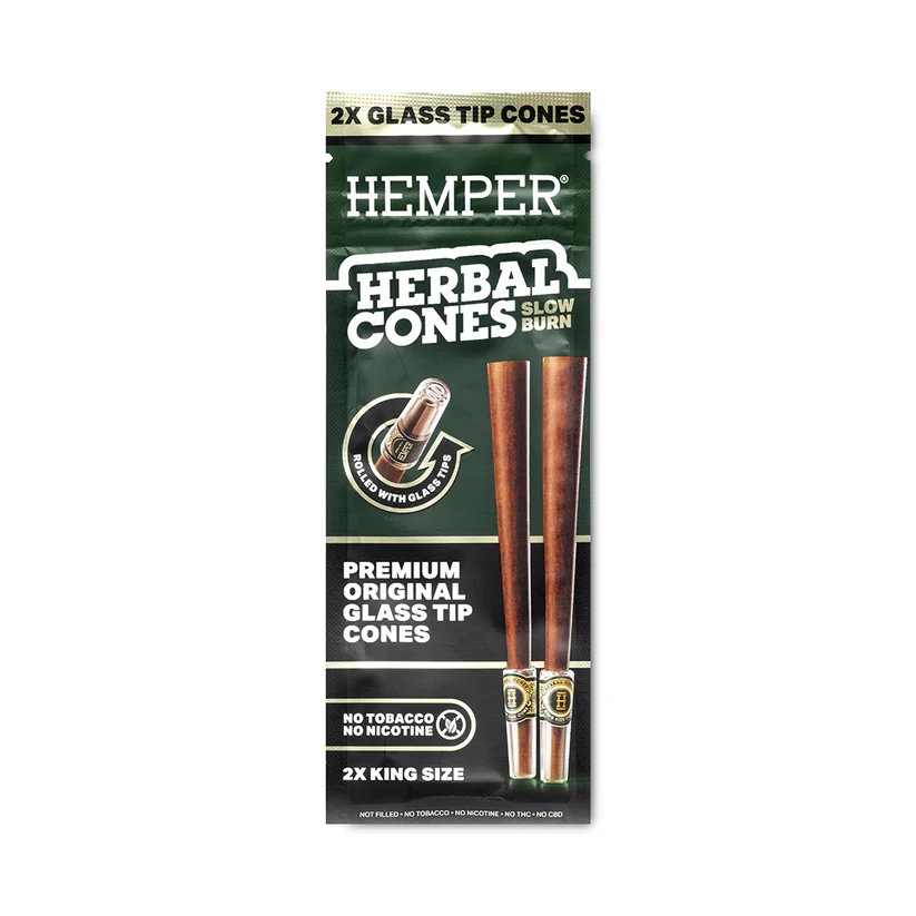 Hemper | Pre-Rolled King Size Glass Tipped Tea Leaf Cones (2pcs)