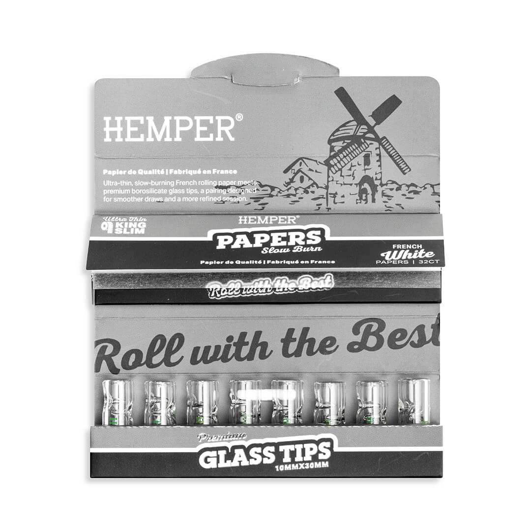 Hemper | King Size Classic White Paper Booklet + 10mm Glass Tips