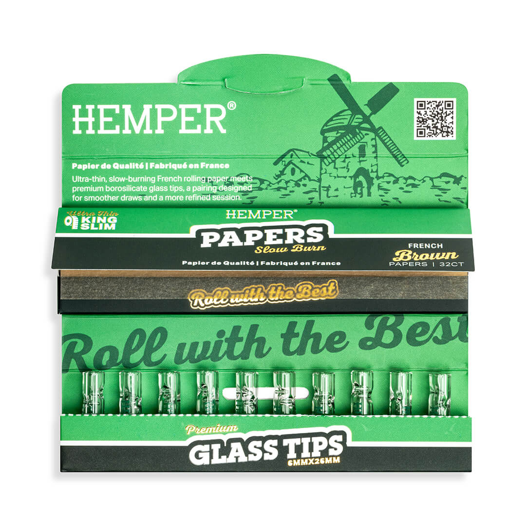 Hemper | King Size Natural Brown Paper Booklet + 6mm Glass Tips